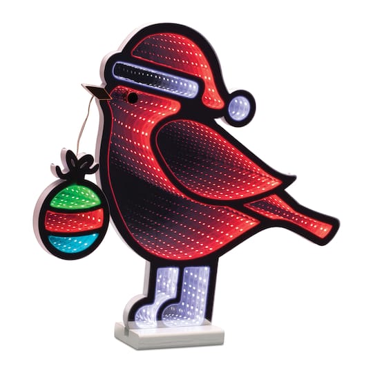94330DS 15.75 in. Acrylic UL Plug Bird with Ornament, Red, White & Green